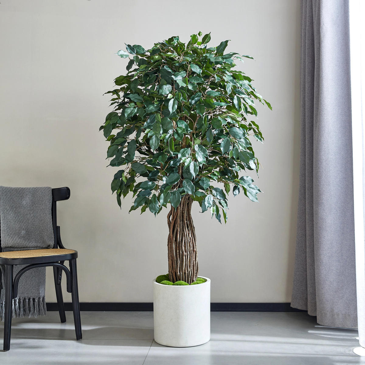 KUNSTBAUM Künstlicher Ficus – Amadior 150 cm - Grün, Kunststoff (150cm) - aplanta