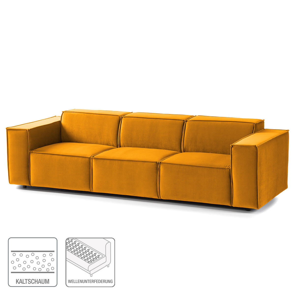3-SITZER SOFA - Gelb, Textil (260/70/96cm) - home24
