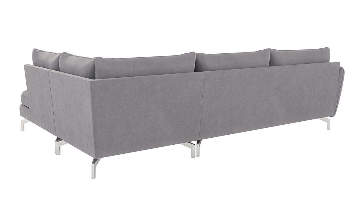ECKSOFA Elou Grau Microfaser - Chromfarben/Grau, Holz/Textil (277/200cm) - S-Style Möbel