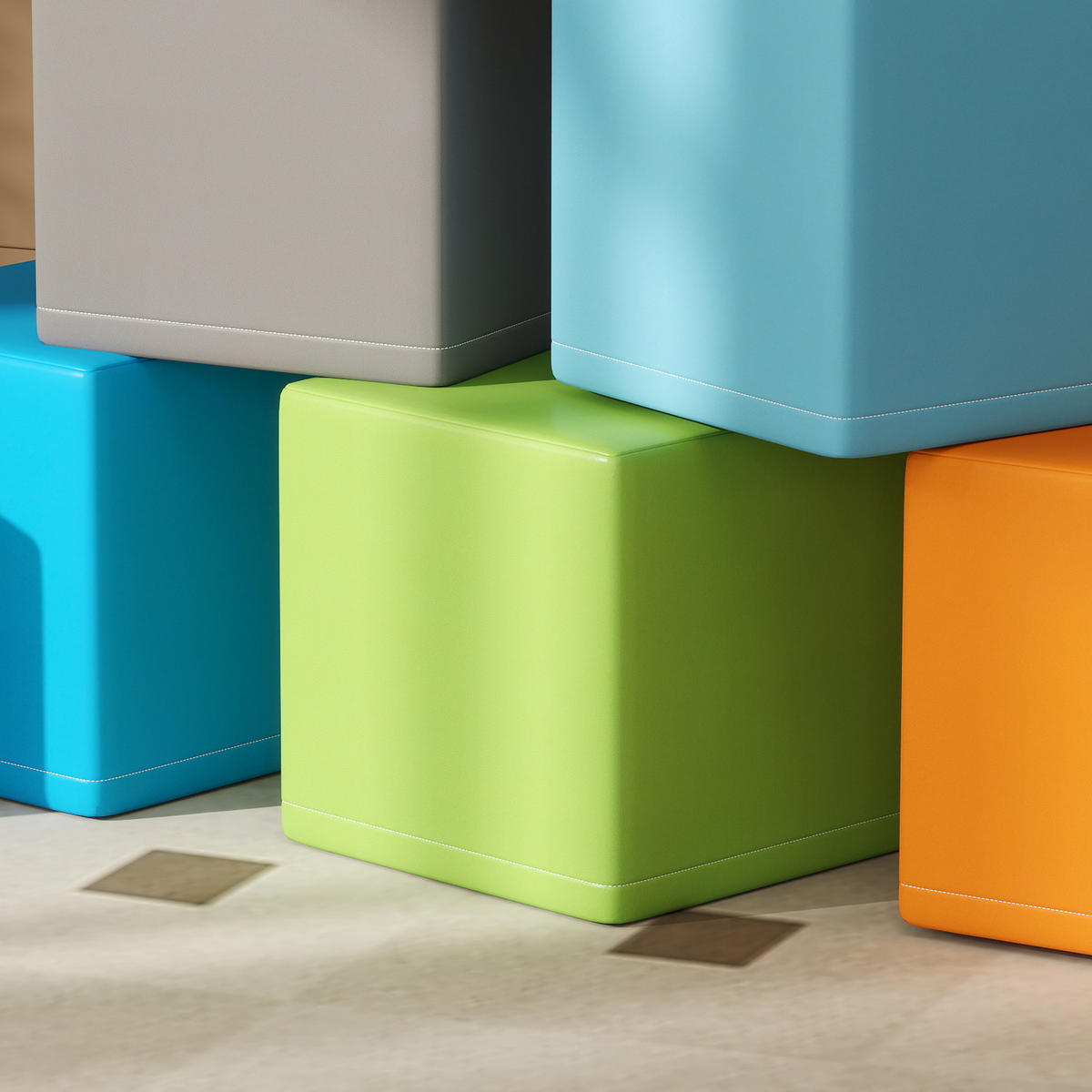 SOFTBAUSTEINE - Blau/Hellgrün, Kunststoff (20/20/20cm) - HOMCOM