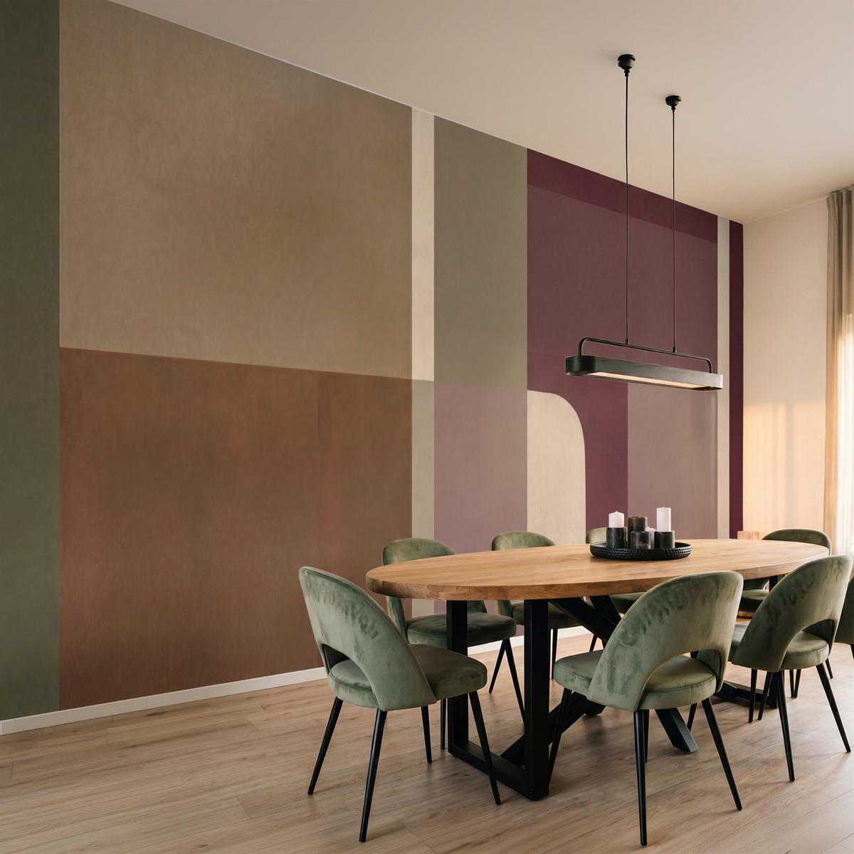 TAPETE - Unis - Abstrakt - Bordeaux - Linien - 500x240 cm - Multicolor, Papier (500/240cm) - OnlyWow