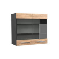 KÜCHENGLASSCHRANK Fame-Line Goldkraft Eiche 80 cm - Anthrazit/Eiche Wotan, Holzwerkstoff (80/72/34.1cm) - Vicco