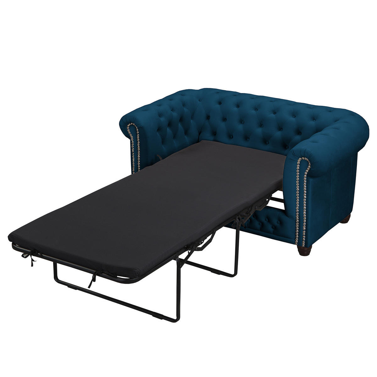 2-SITZER SOFA - Buchefarben/Dunkelblau, Buchenholz/Textil (148/72/86cm) - home24