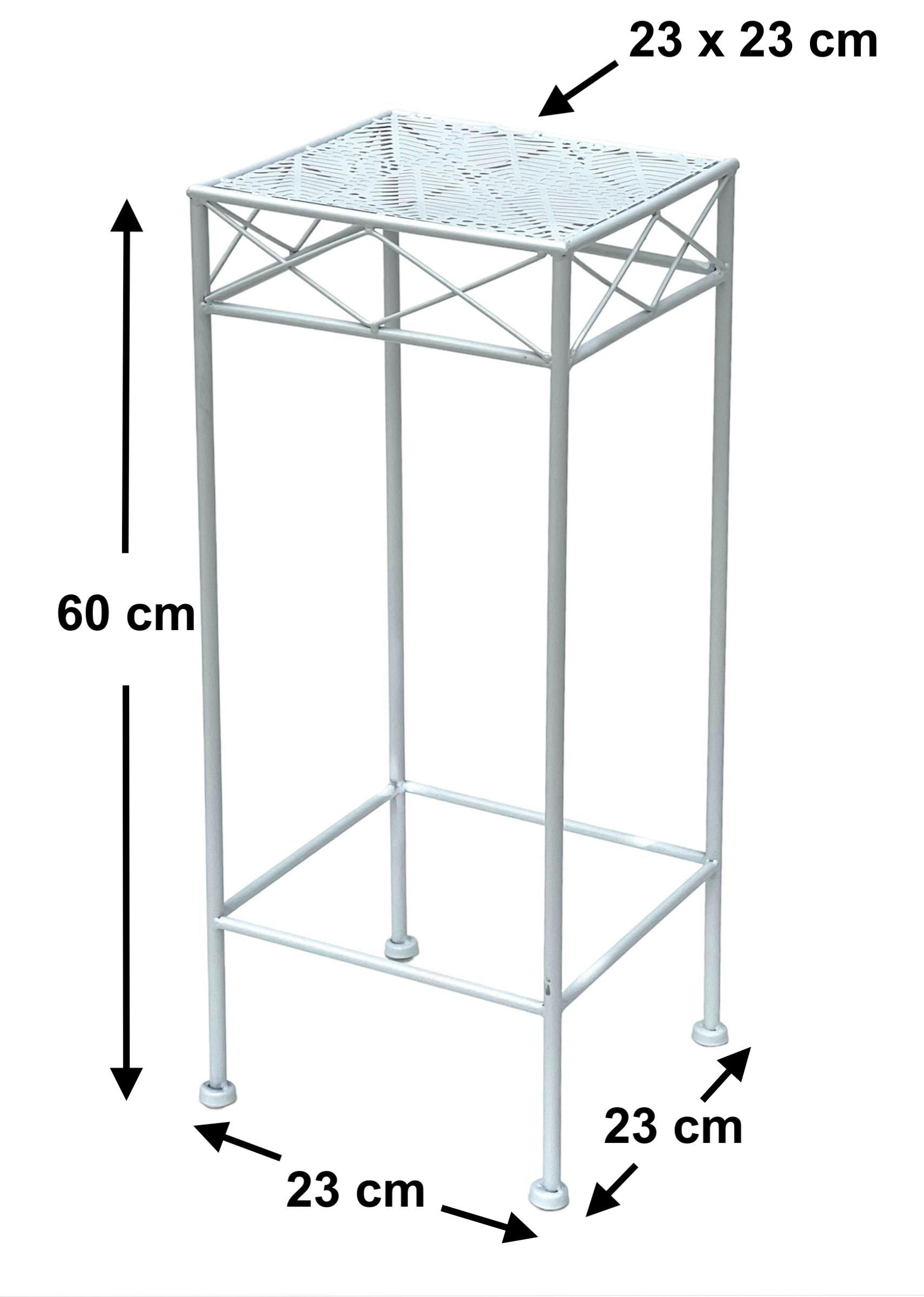 BLUMENHOCKER 60 cm Metall Eckig Weiß 96314 M - Weiß, Metall (23/60/23cm) - DanDiBo