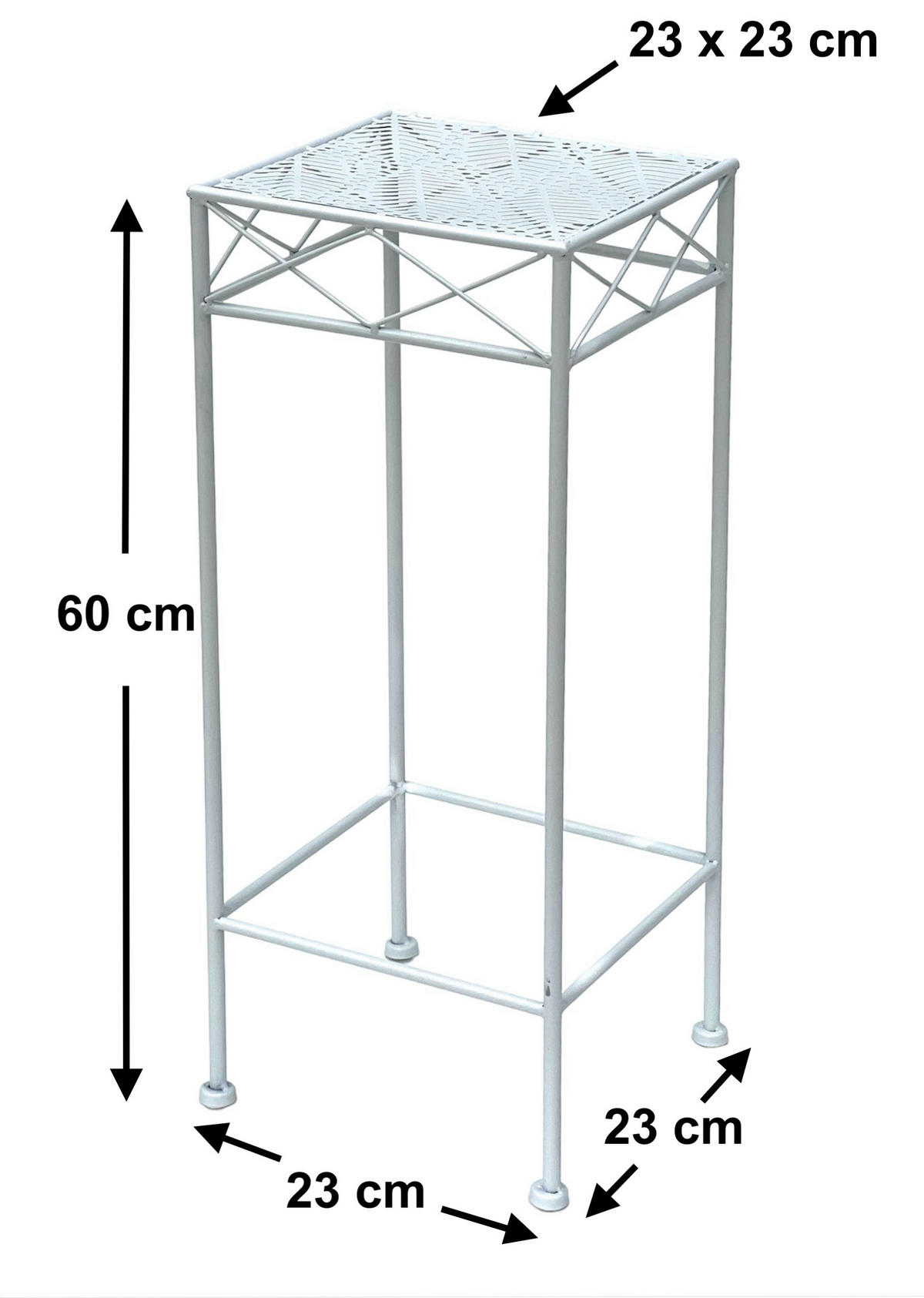 BLUMENHOCKER 60 cm Metall Eckig Weiß 96314 M - Weiß, Metall (23/60/23cm) - DanDiBo