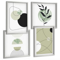 BILDER SET 4er Set - 50x50 cm & 40x60 cm Silberner Rahmen - Abstrakte Formen und Farben - Silberfarben, Kunststoff (50/50cm) - TULUP