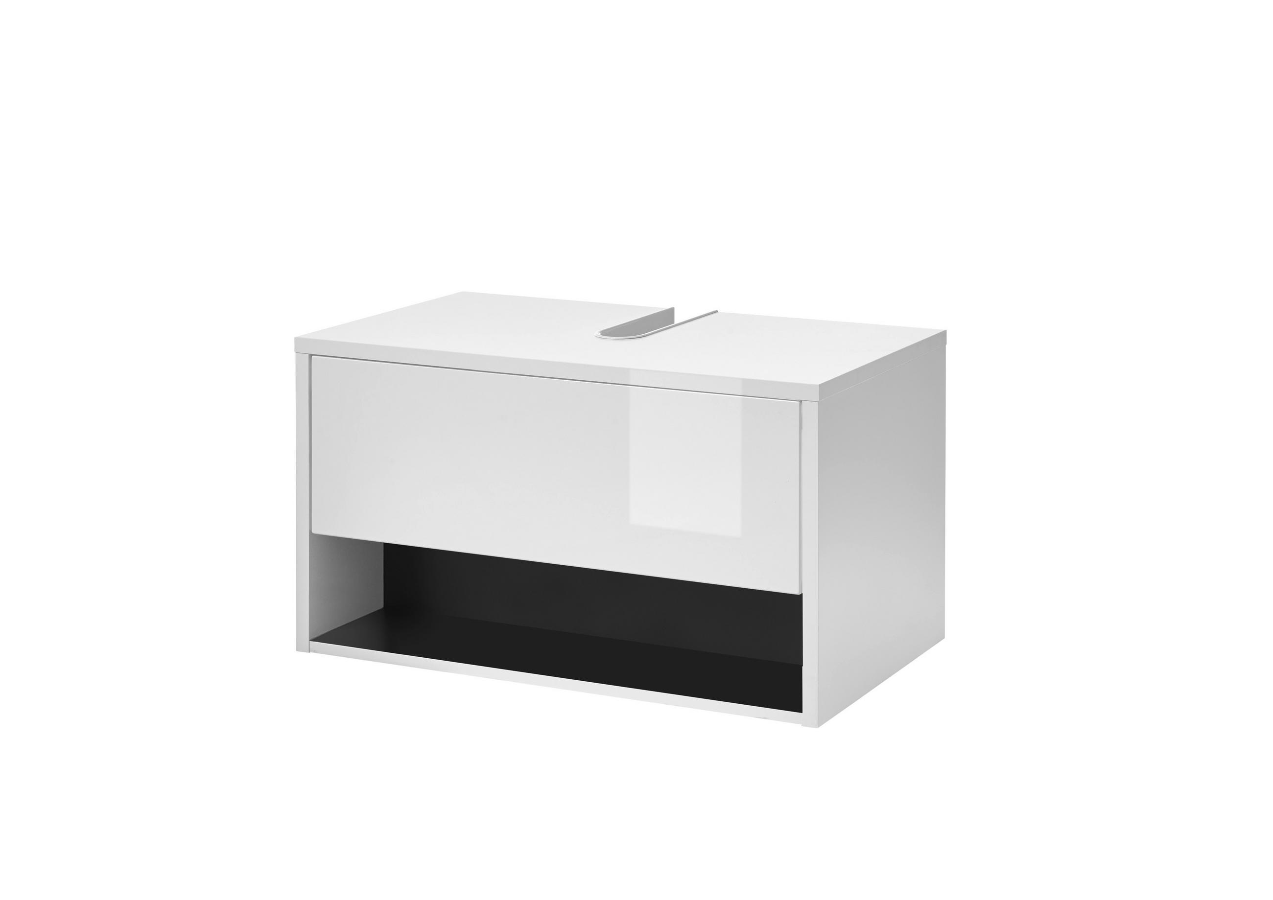 WASCHBECKENUNTERSCHRANK M20 Weiß Hochglanz & Anthrazit 80/44/46 cm breit - Weiß Hochglanz/Anthrazit, Holzwerkstoff (80/44/46cm) - Livojo