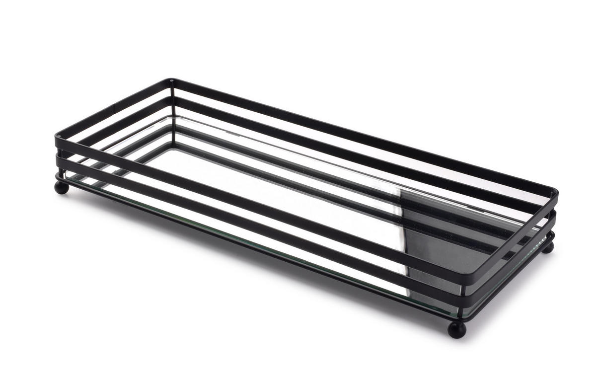 TABLETT Cedric Schwarz 29/16/5 cm Glas - Schwarz, Glas (16/5/29cm) - Mondex