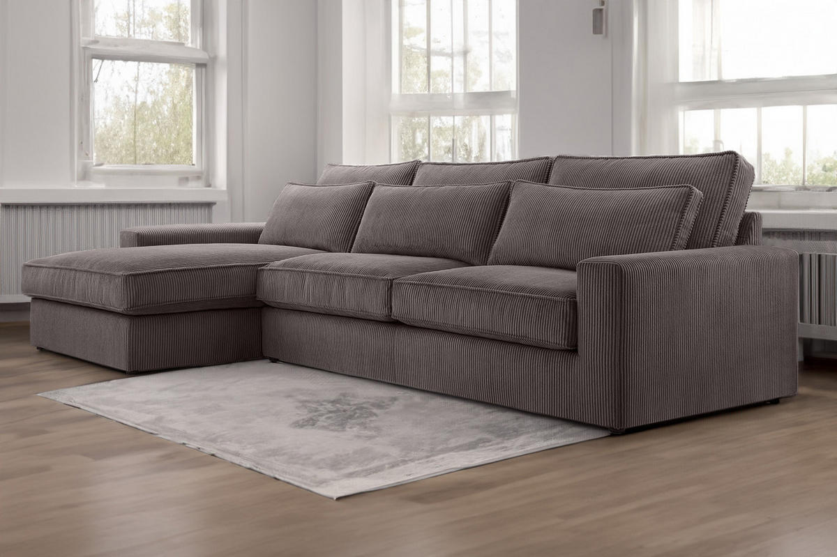 ECKSOFA 4 Sitzer Medan Mini, Hellbraun - Hellbraun, Textil (276/176cm) - Fedve