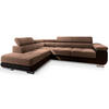 ECKSOFA SELVA L-S Beige Velours-Stoff mit Schlaffunktion - Beige, Holz (275/202cm) - MASSENO