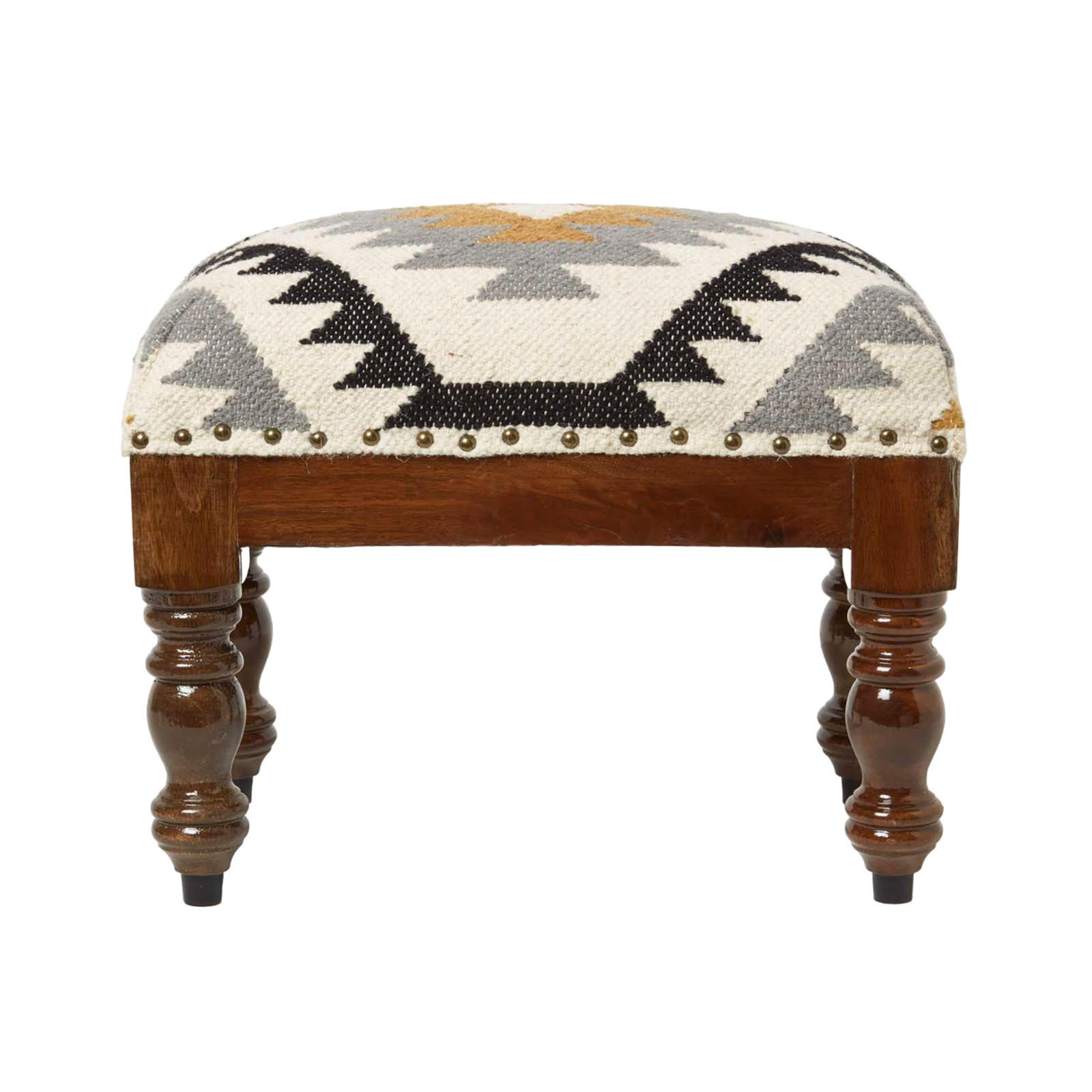 KELIM-HOCKER Agra mit Holzbeinen, Ethno-Muster, 50/40/30 cm - Multicolor, Textil (30/40/50cm) - Homescapes