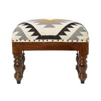 KELIM-HOCKER Agra mit Holzbeinen, Ethno-Muster, 50/40/30 cm - Multicolor, Textil (30/40/50cm) - Homescapes