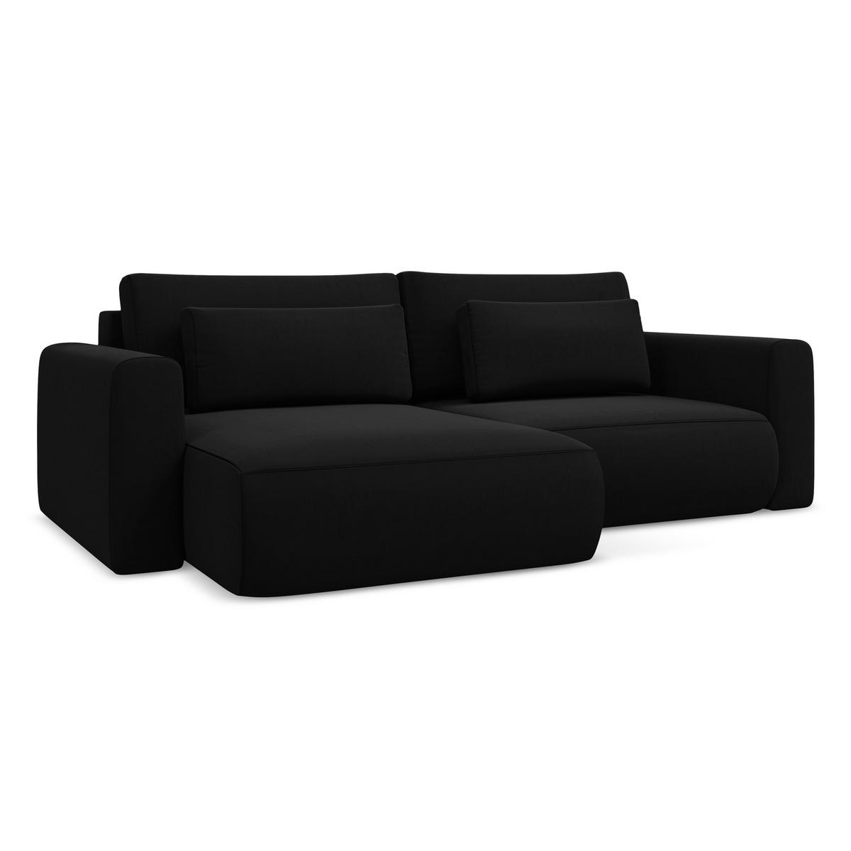 ECKSOFA mit Schlaffunktion Samt Stoff Schwarz - Schwarz, Kunststoff/Textil (149/240cm) - LaMiaSofa