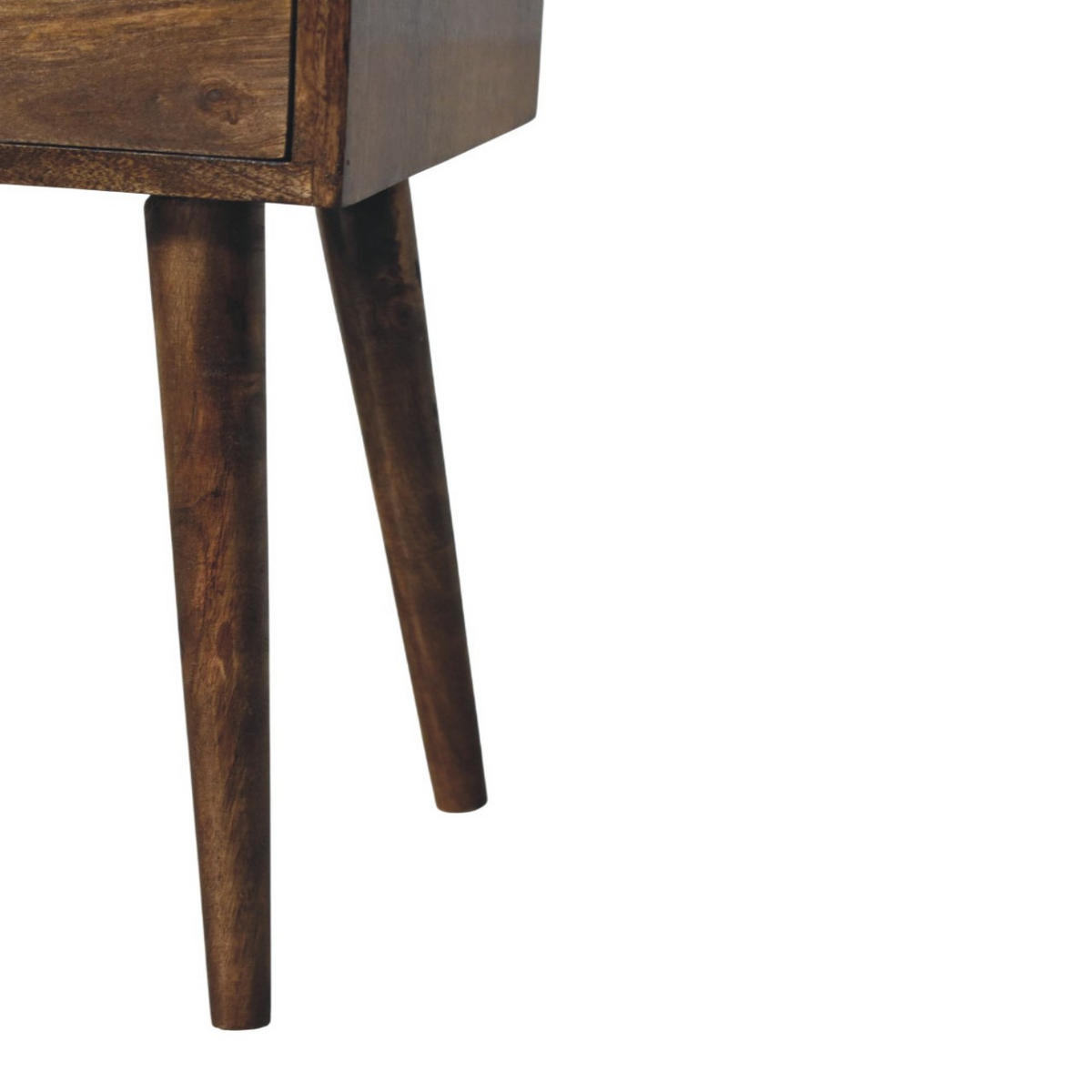 NACHTTISCH Nordic 2 Schubladen - Dunkelbraun/Messingfarben, Mangoholz/Holz (30/57/30cm) - Artisan Furniture