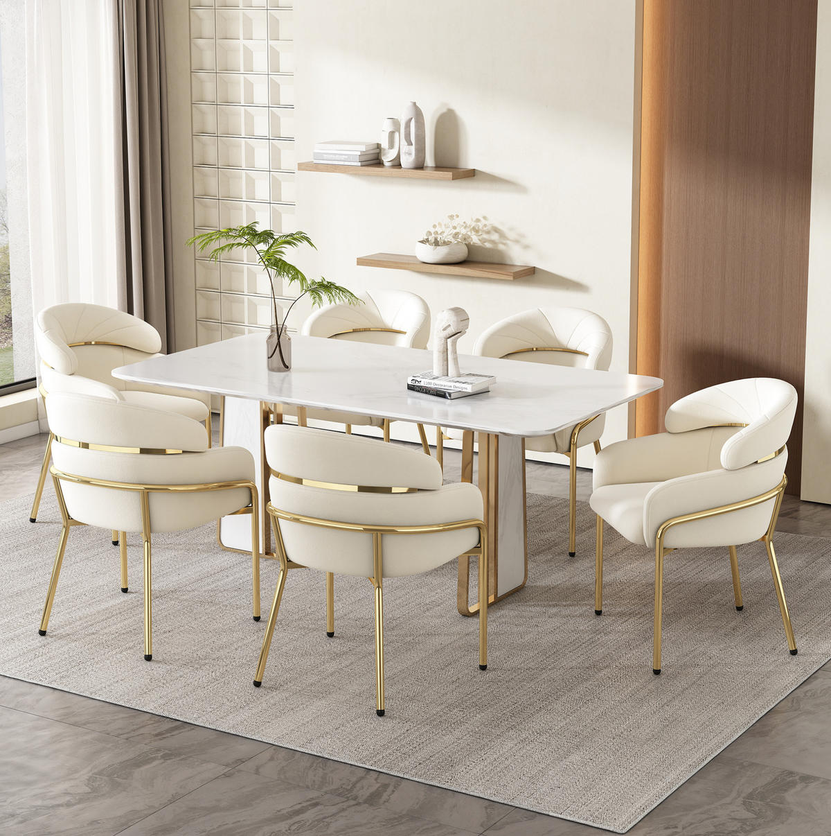 ESSZIMMERSTUHL Samt Beige Metallbeine 2er-Set - Beige, Metall (53.1/79/53cm) - Meubliv
