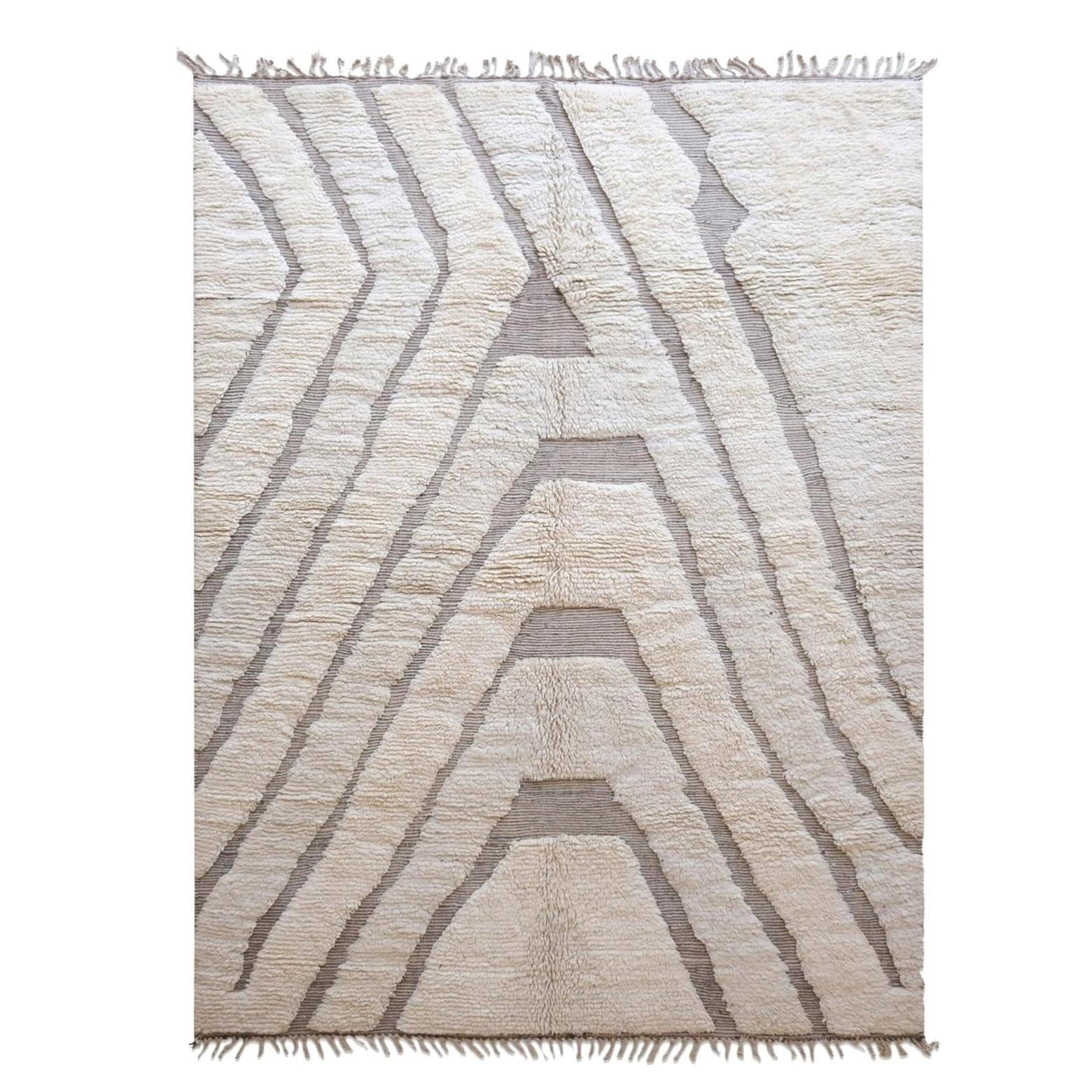 BERBERTEPPICH ethnisch minimalistisch aus Wolle 300x 400 cm - Weiß, Naturmaterialien (300/400cm) - AFK Living