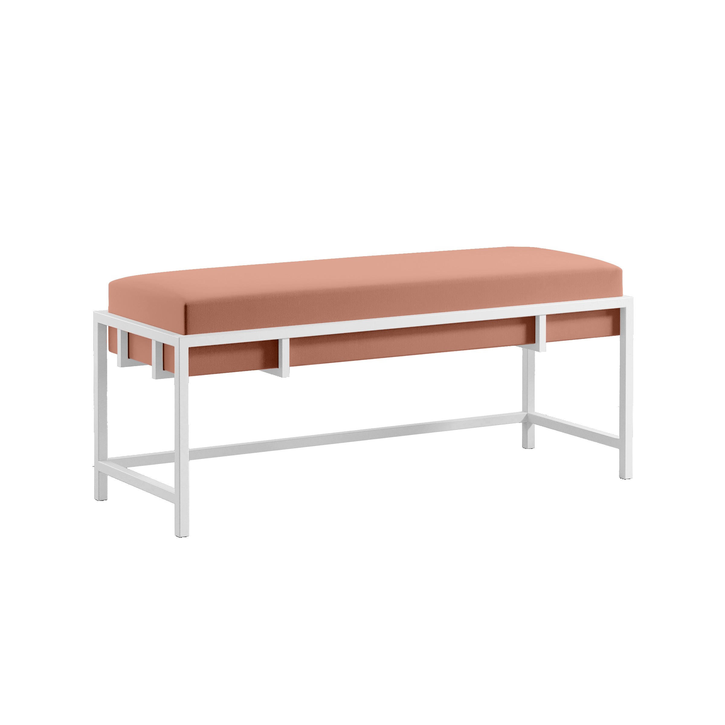 POLSTERBANK LAMO 100 Rosa, Weißes Metallgestell - Pink/Weiß, Textil/Metall (100/45/35cm) - Bettso