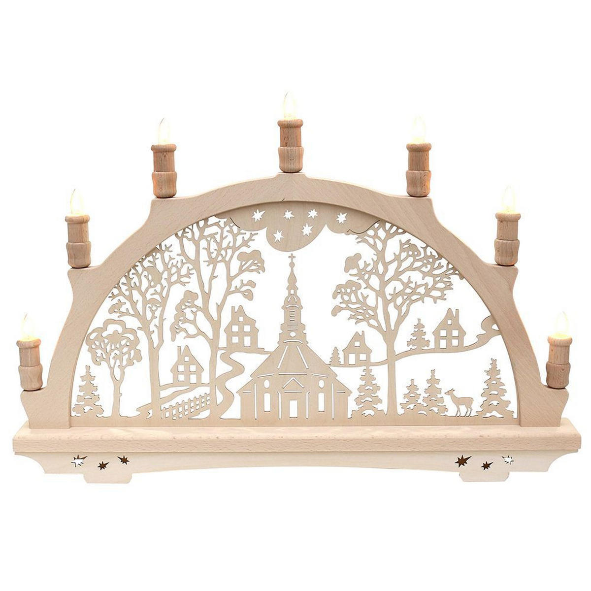 SCHWIBBOGEN Seiffener Kirche 7-flammig - Multicolor, Holz (0.1/1/0.1cm) - Dekoteam24