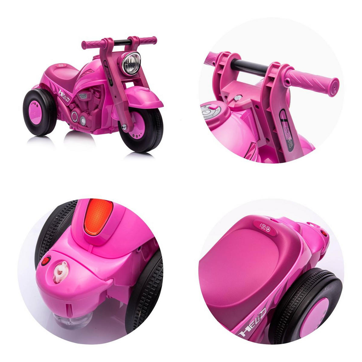 RUTSCHMOTORRAD Bubble Rider rosa Seifenblasenfunktion, Musik, Motorraddesign, Dreiradkonstruktion - Rosa, Kunststoff (80/35/42cm) - Chipolino