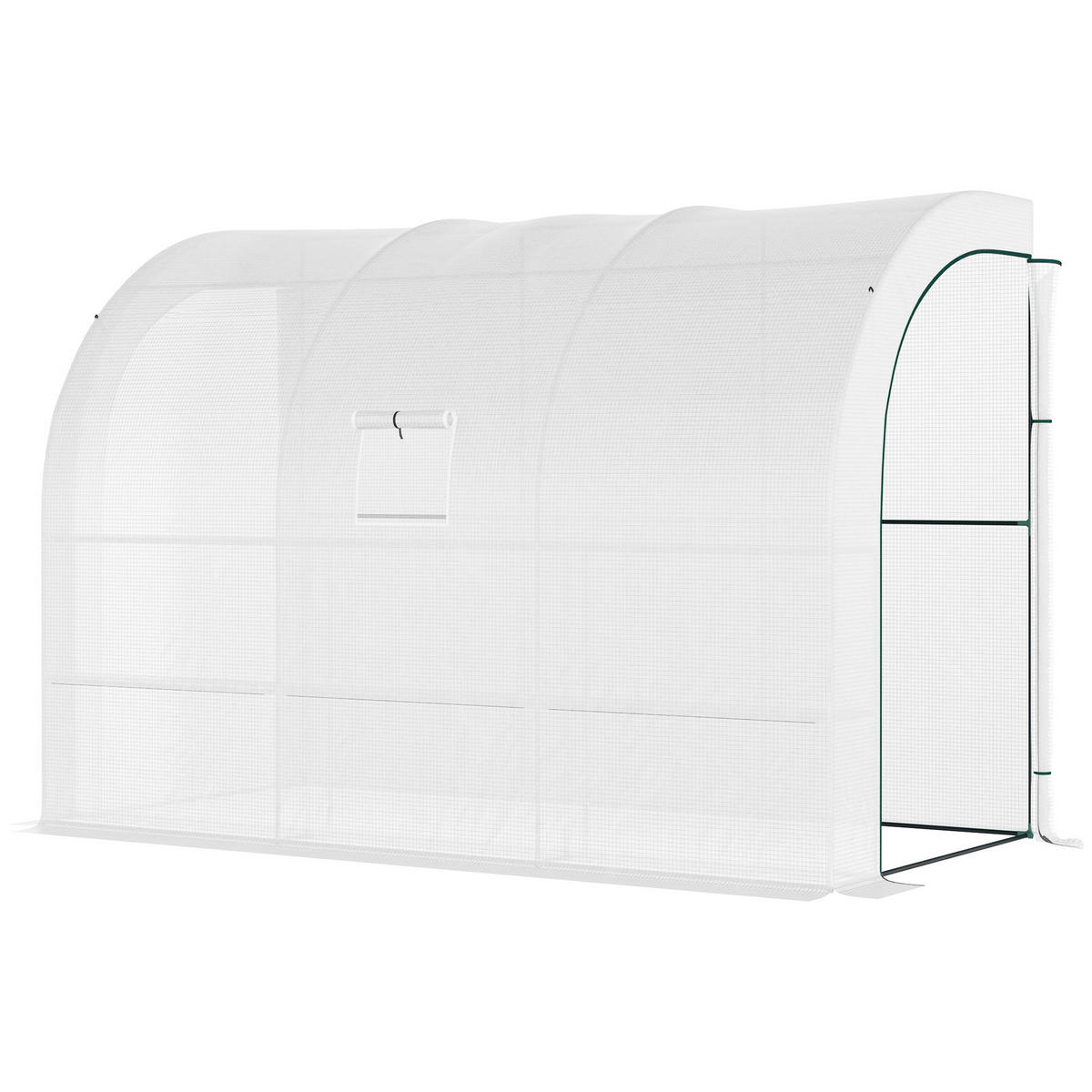 GEWÄCHSHAUS DE-05847 mit 3 Etagen und 6 Drahtregalen 300/150/213 cm Weiß - Weiß, Kunststoff/Metall (150/213/300cm) - ComfortXL