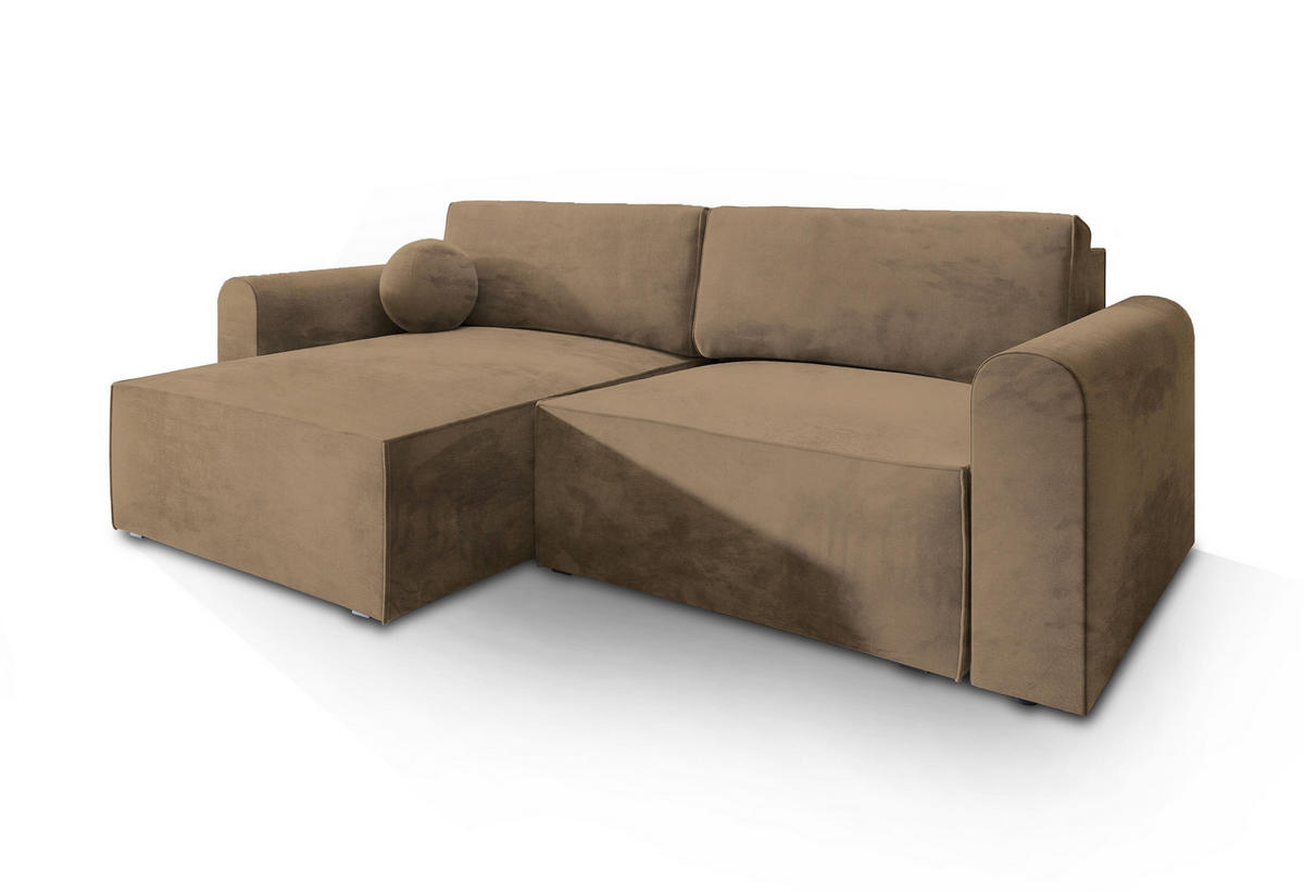 ROHOVÁ SEDAČKA FIANO béžová - šedá/béžová, dřevo/textil (245/148cm) - MASSENO