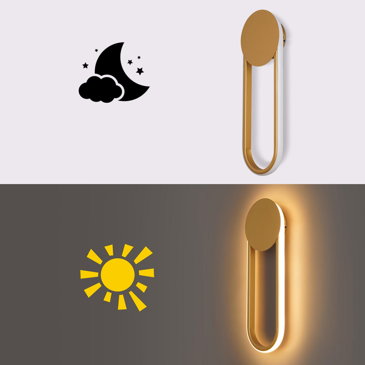 LED - WANDLEUCHTE Leuchtor 41.5/14/4 cm - Goldfarben, Metall (14/4/41.5cm) - ZMH