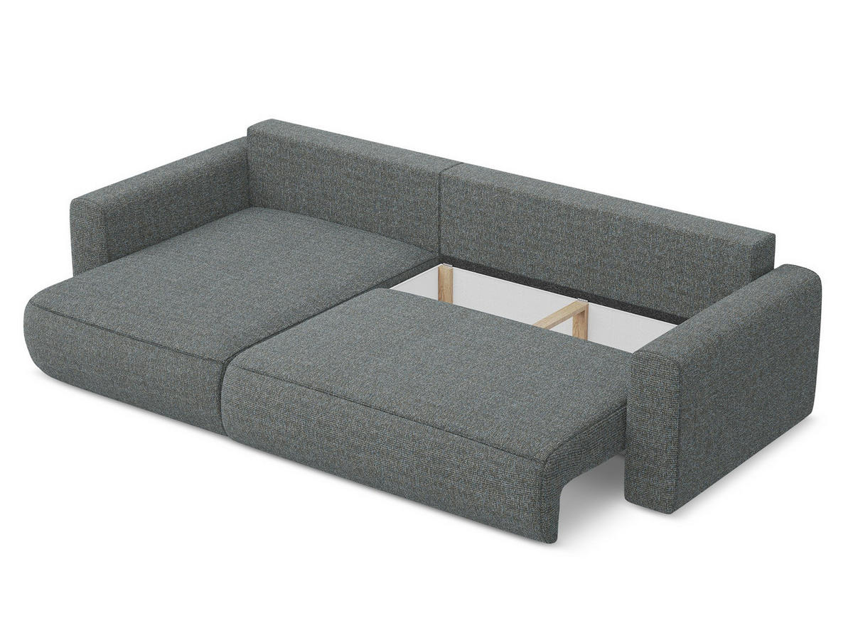 ECKSOFA mit Schlaffunktion Strukturstoff Stoff Grau - Dunkelgrau/Schwarz, Kunststoff/Textil (149/278cm) - Makamii