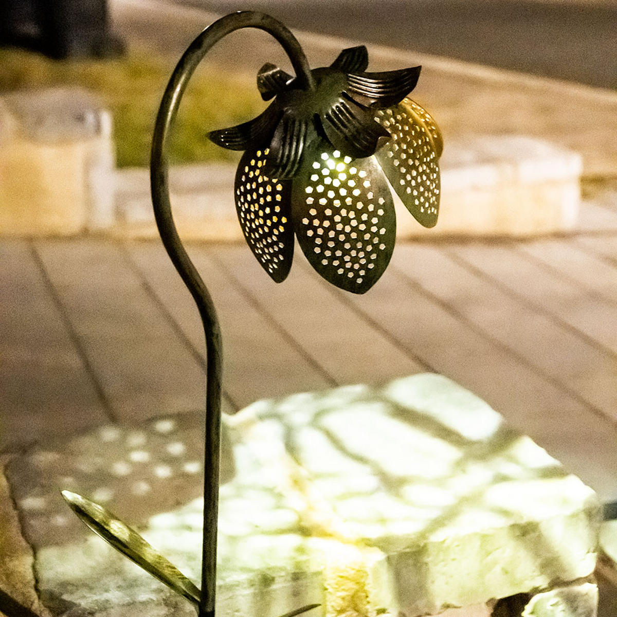 LED AUSSENLEUCHTE Solarleuchte Grün Gold 2er Set - Goldfarben, Glas (25/15/90cm) - Globo Lighting