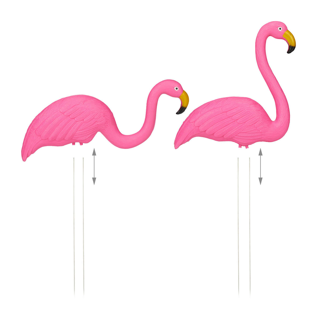 2XFLAMINGOFIGUR - Pink, Kunststoff/Metall (7.5cm) - Relaxdays
