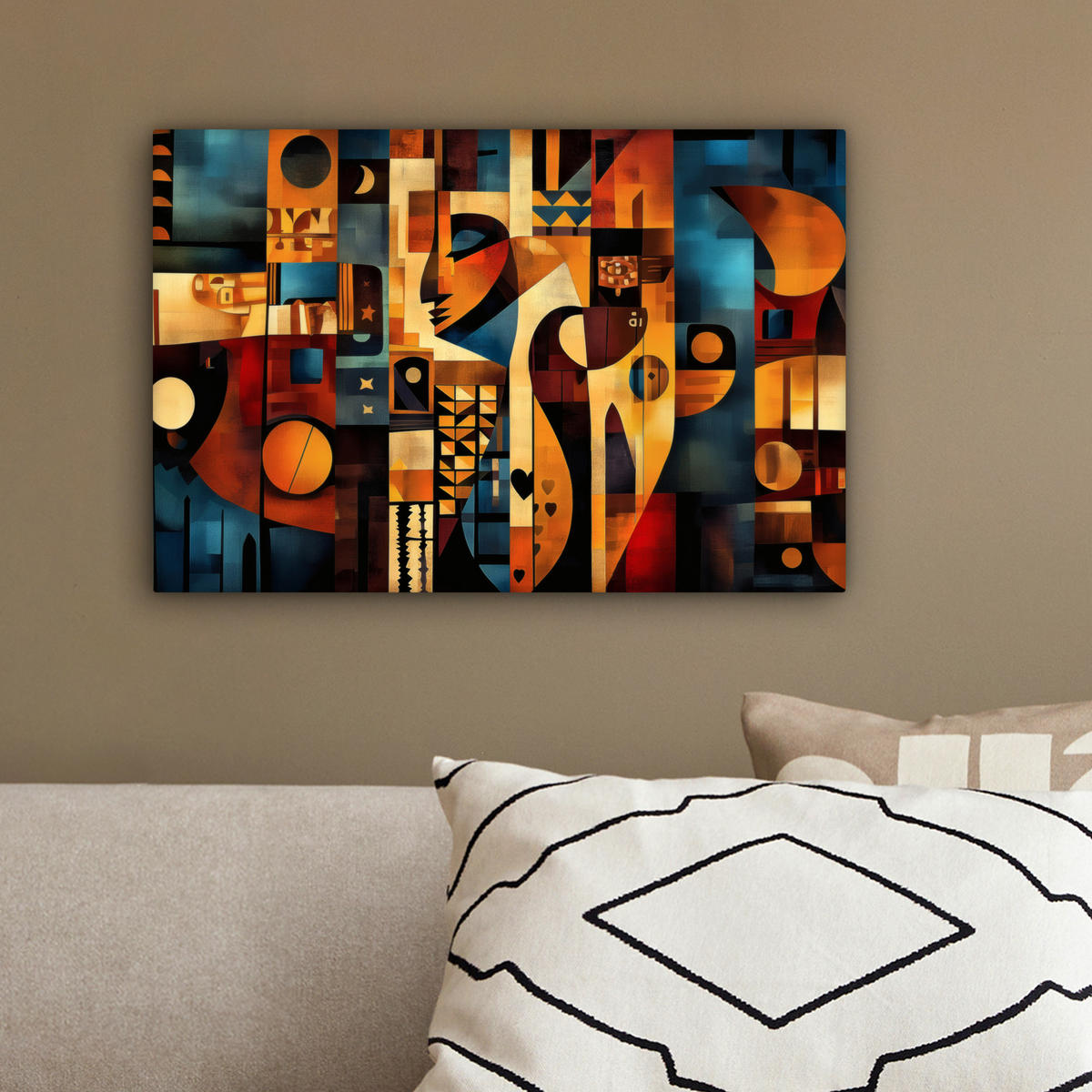 LEINWANDBILD Figuren - Abstrakt - Symbole 30x20 cm - Terracotta, Textil (30/20cm) - MuchoWow