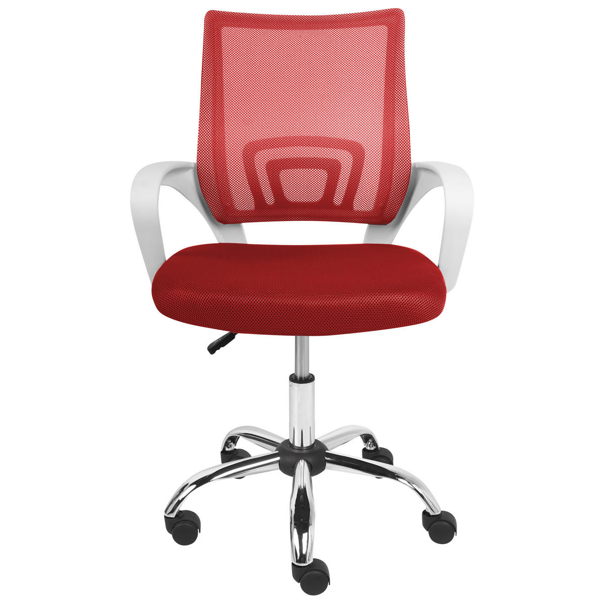 BÜROSTUHL Rot Solid - Rot/Silberfarben, Textil (60/88/60cm) - Beliani