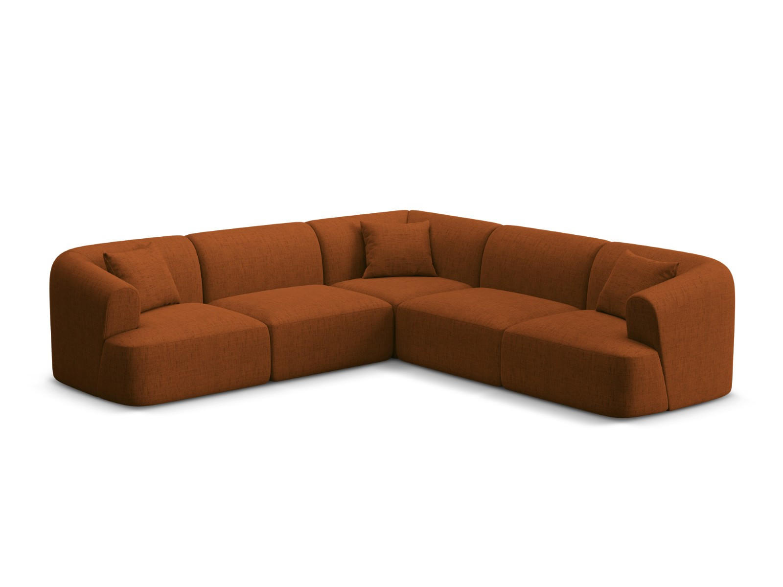 SYMMETRISCHES-MODULARES-ECKSOFA Campi aus strukturiertem Stoff ziegelrot 6 Sitzplätze - Orange, Textil (255/255cm) - Cosmopolitan Design