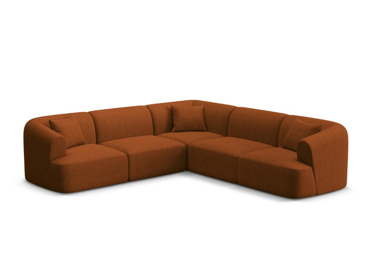 SYMMETRISCHES-MODULARES-ECKSOFA Campi aus strukturiertem Stoff ziegelrot 6 Sitzplätze - Orange, Textil (255/255cm) - Cosmopolitan Design