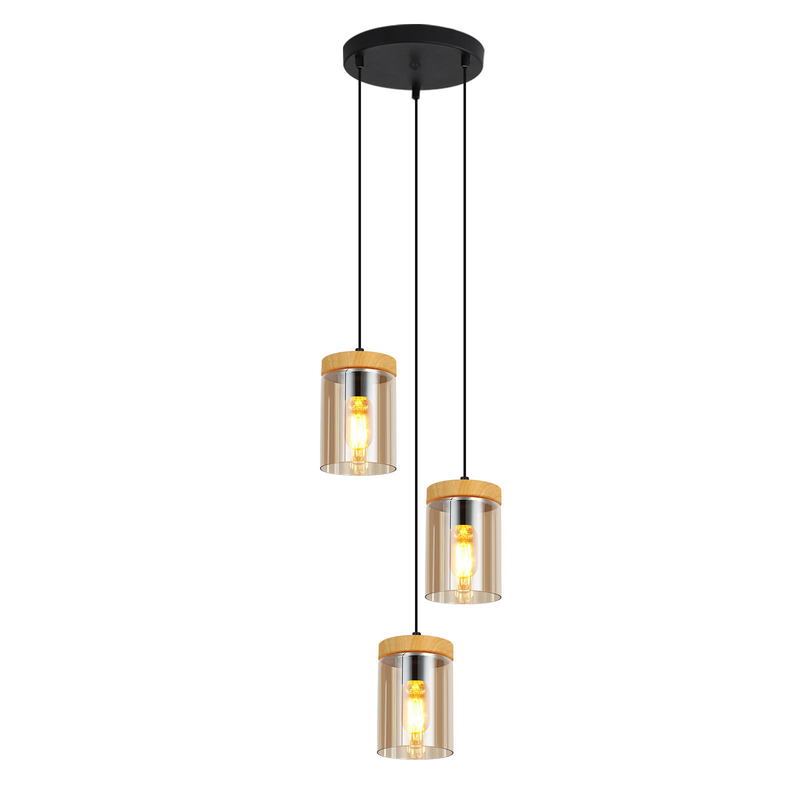 ZMH Kronleuchter Schwarz 30x30x143 cm