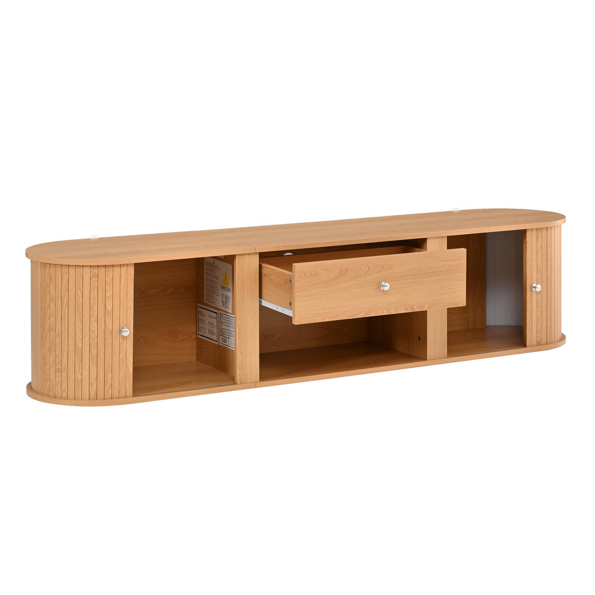 LOWBOARD DE-40458 2 Rolltüren mit Rillenoptik und Schublade Holzfarbe - Naturfarben, Holzwerkstoff (180/40/40cm) - ComfortXL