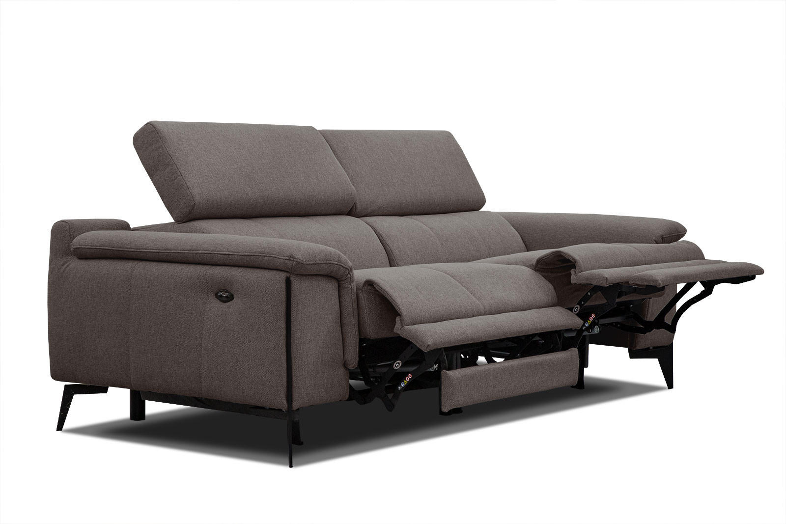 RELAXSOFA MATERA 3-Sitzer mit 2 Relaxfunktionen, braun - Schwarz/Braun, Holzwerkstoff/Textil (212/82/103cm) - Courtois Laville