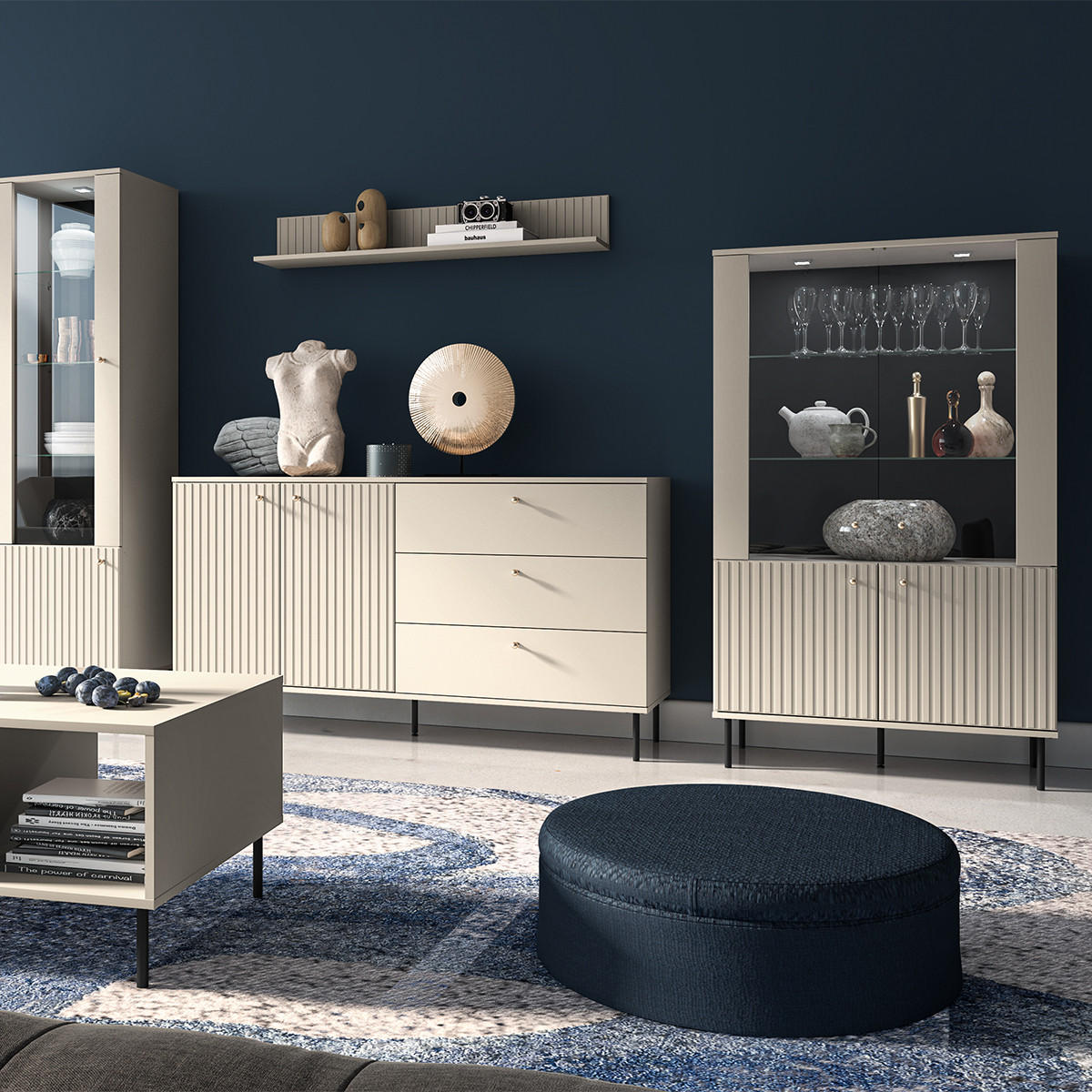 VITRÍNA Nova Béžová - béžová, kompozitní dřevo (92/151/40cm) - Petits-meubles