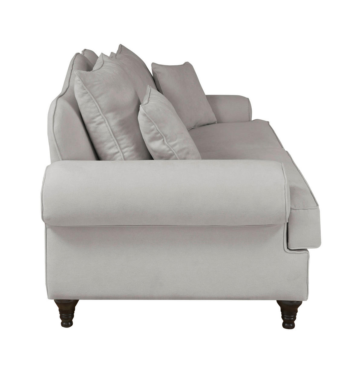 SOFA hellgrau Landhaus, Couch 3-Sitzer 200 cm - Hellgrau, Holz/Textil (200/95/100cm) - Furn.Design