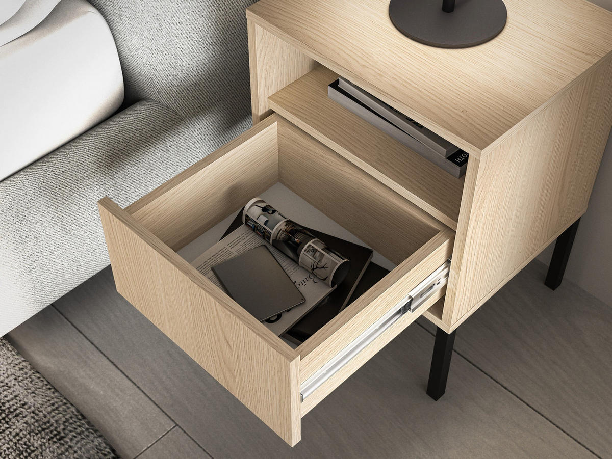 NACHTTISCH Barnee Eichenholzoptik 40 cm - Eichefarben/Schwarz, Holzwerkstoff (40/53/34cm) - Selsey