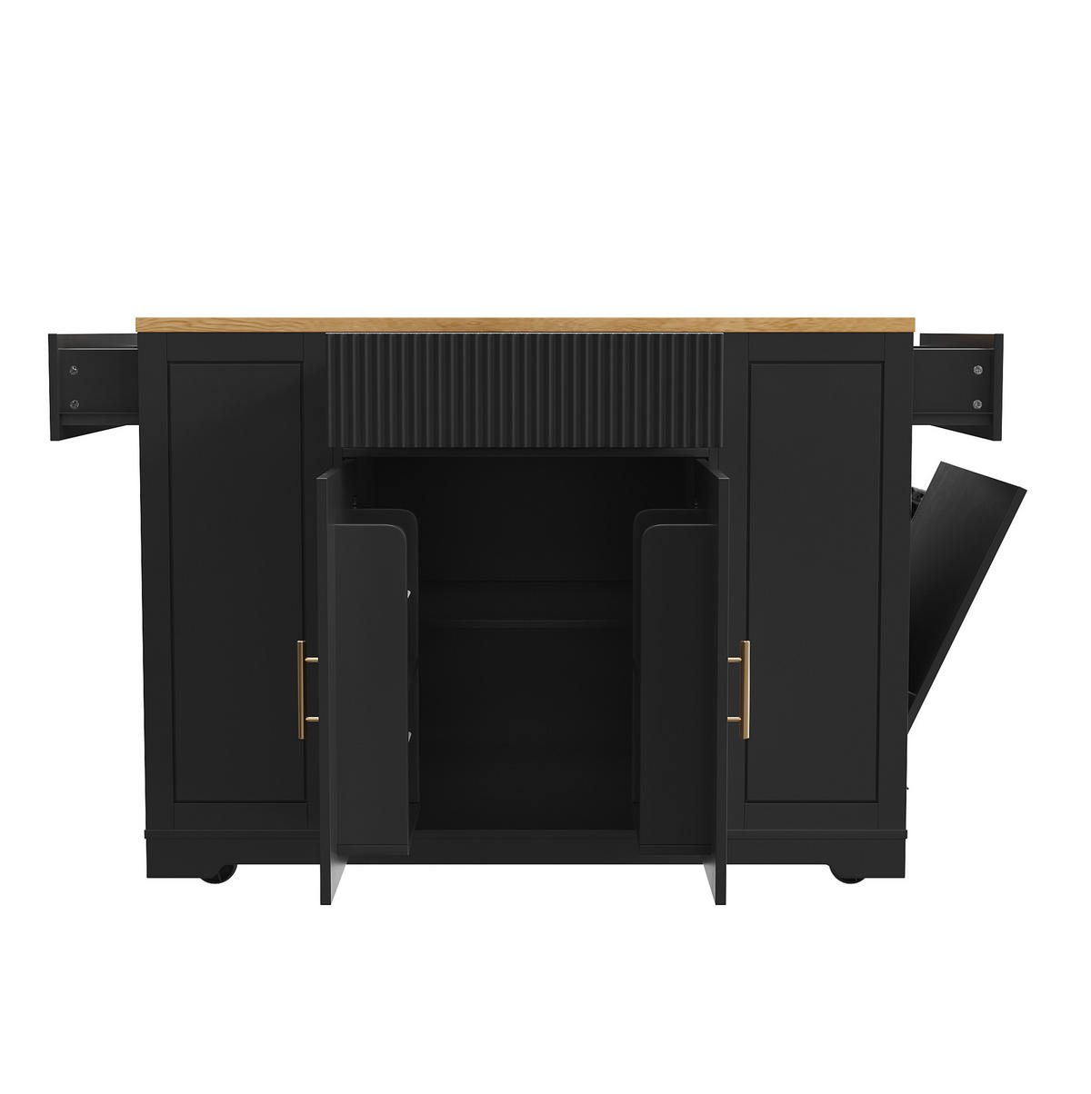 KÜCHENINSEL mit Rollen und Stauraum 120 x 50 x 92 cm Black - Schwarz, Metall (50/92/120cm) - Beauniv