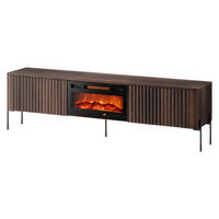 TV-LOWBOARD Vera 190 EF mit Kamin - Eichefarben/Schwarz, Holzwerkstoff/Metall (190/55/40cm) - MIRJAN24