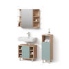 BADMÖBEL-SET Fucino Grün 3 Teile, mit Midischrank - Eiche Wotan/Grün, Holzwerkstoff (60/54/32cm) - Livinity®