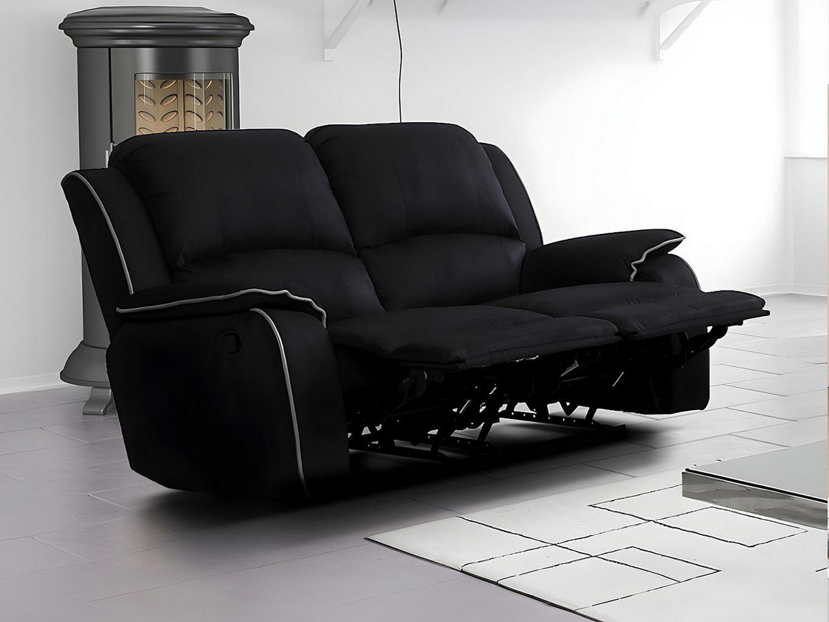 RELAXSOFA - 2 Personen - stoff - schwarz Hernani - Schwarz, Textil (158/99/96cm) - Vente-Unique