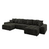 WOHNLANDSCHAFT ENIL-U 390x175x84 Schwarz Velours - Schwarz, Holzwerkstoff/Kunststoff (390/84/175cm) - ALTDECOR