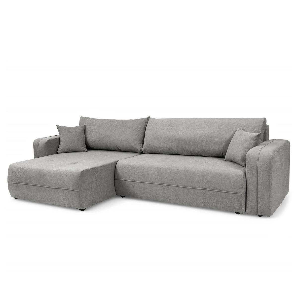 ECKSOFA mit Schlaffunktion - 272 cm - Schwarz/Grau, Kunststoff/Textil (272/145cm) - home24