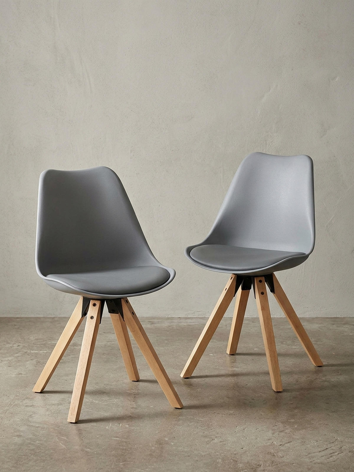 ESSZIMMERSTUHL 2er Set Kunstlederbezug mit Holzgestell Skandinavisch gepolstert, Grau 49x52x87 cm - Beige/Grau, Holz/Kunststoff (49/87/52cm) - KADIMA DESIGN