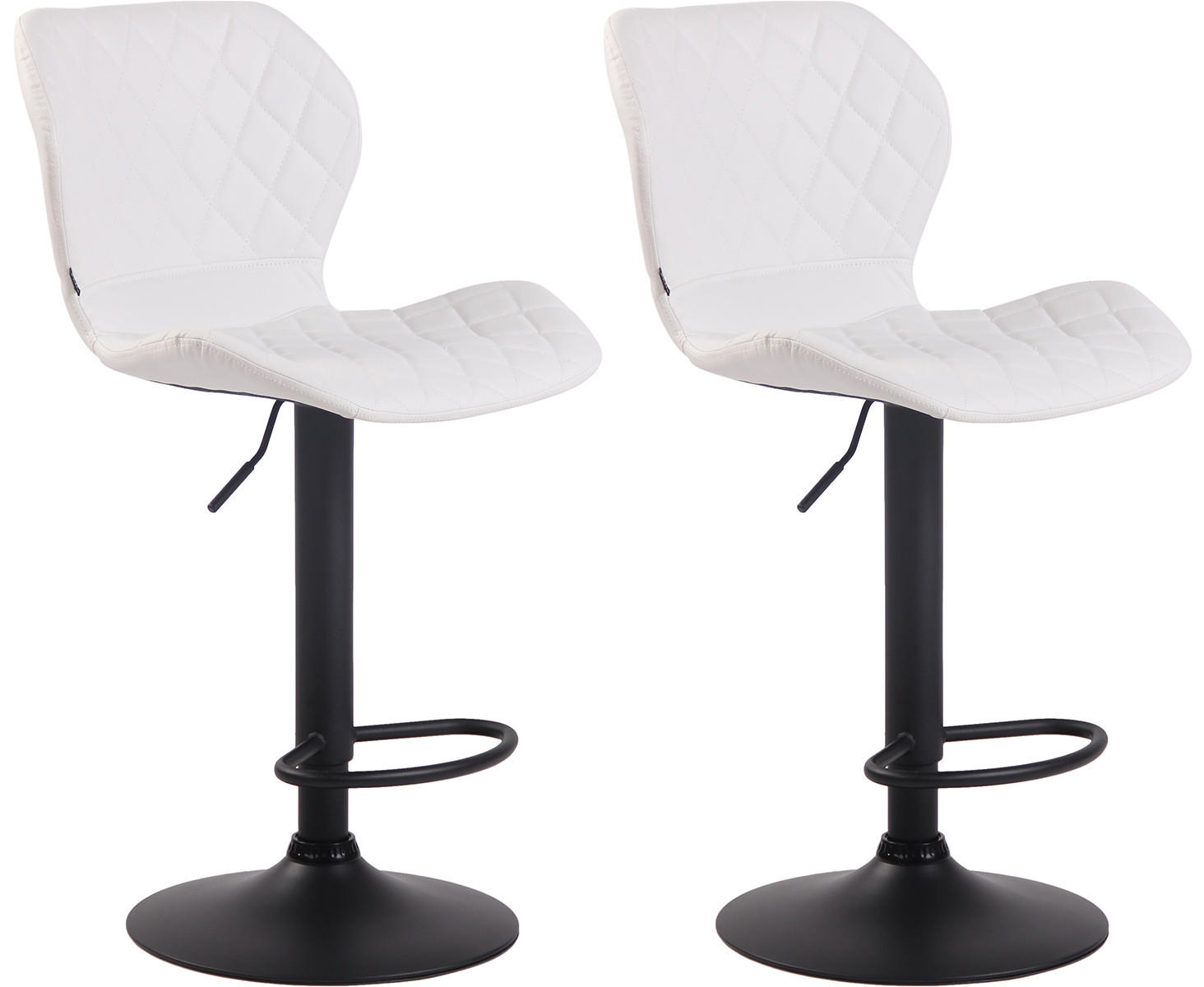BARHOCKER 2er Set Lederlook weiß - Schwarz/Weiß, Textil/Metall (47/88/51cm) - CLP