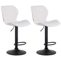 BARHOCKER 2er Set Lederlook weiß - Schwarz/Weiß, Textil/Metall (47/88/51cm) - CLP