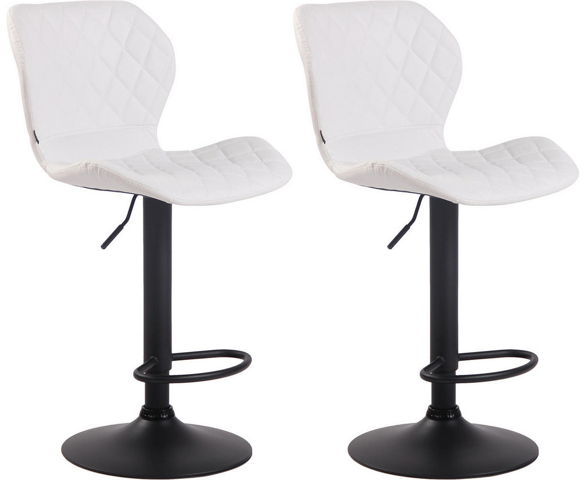 BARHOCKER 2er Set Lederlook weiß - Schwarz/Weiß, Textil/Metall (47/88/51cm) - CLP