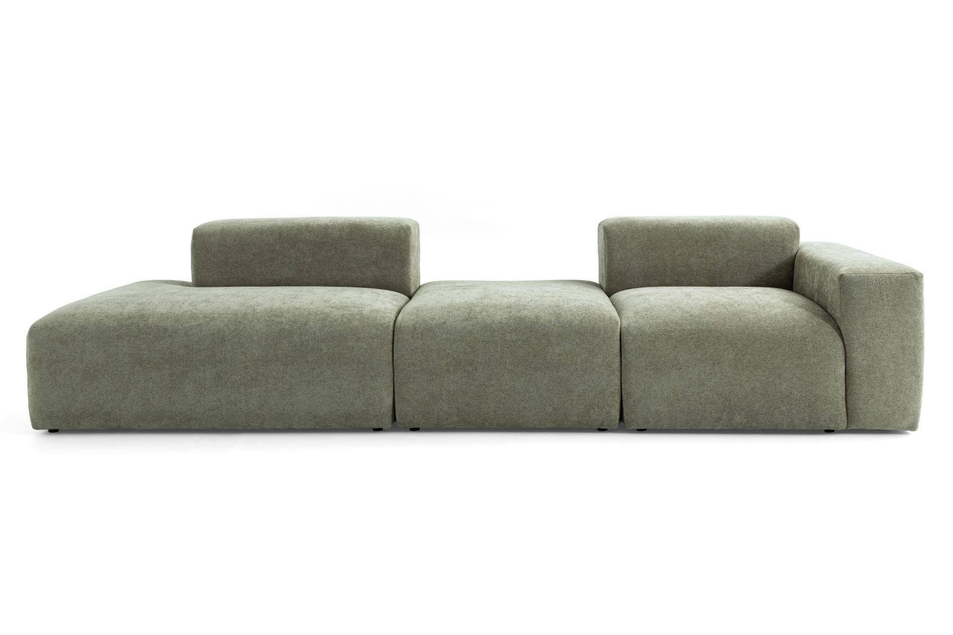 4-SITZER modulares Sofa HEAVEN SET 4 Links, Breite 335 cm Webstoff Grün - Schwarz/Grün, Holz/Kunststoff (335/71/102cm) - Muffo